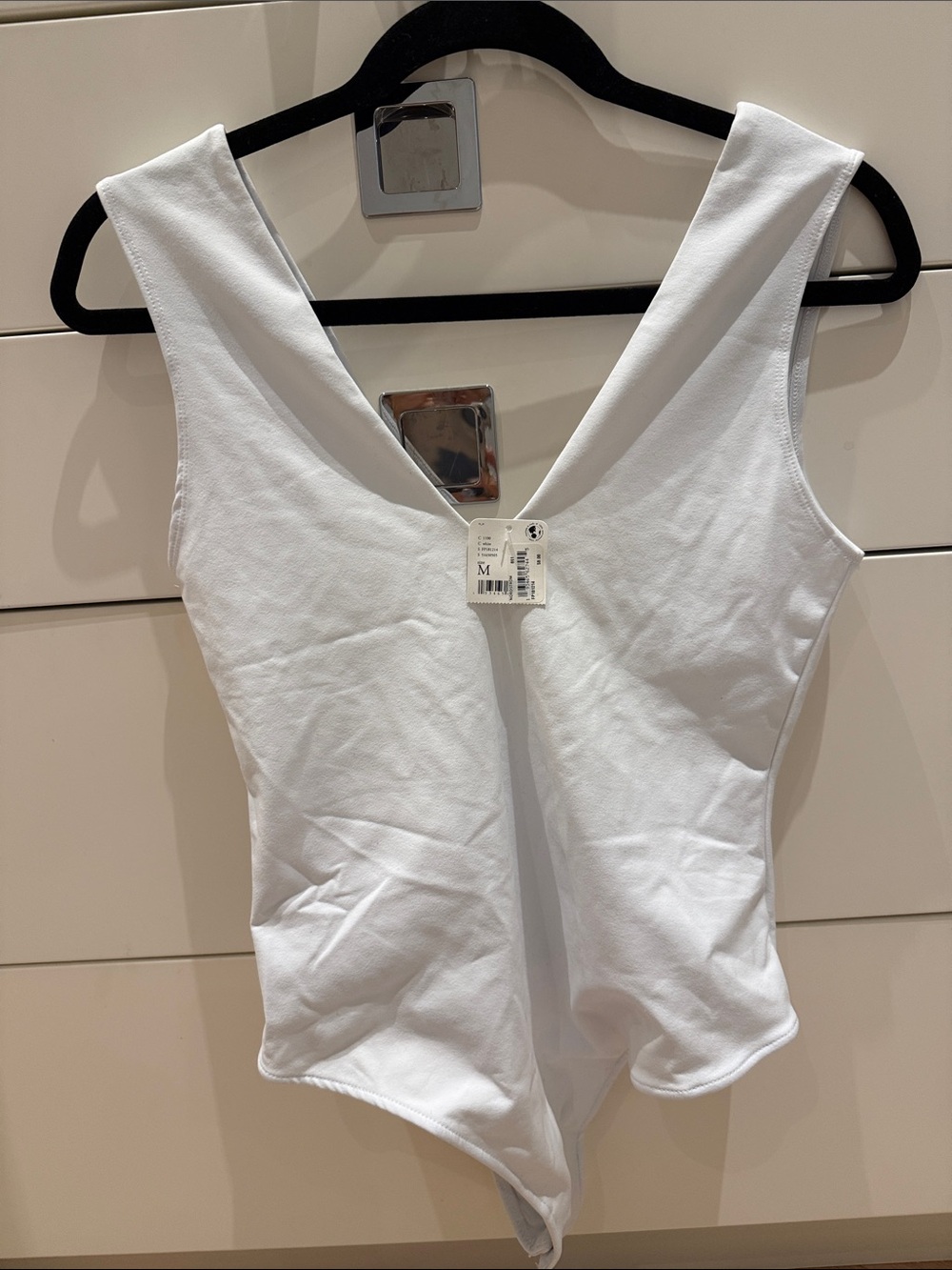 Free people White V-Neck Sleeveless Bodysuit